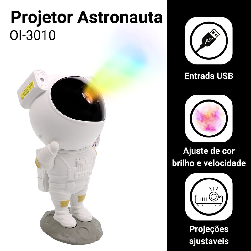 Projetor De Luz Noturna Galáxia Astronauta Estrelas