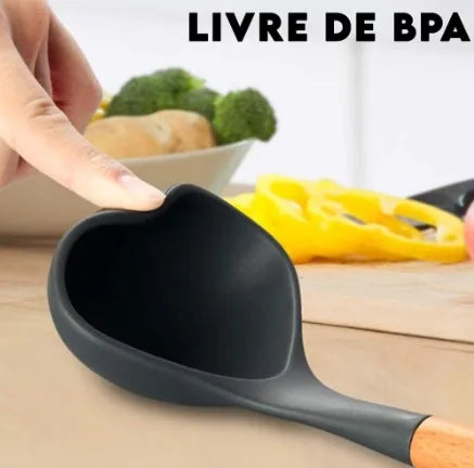 Kit 12 Peças Utensílios de Cozinha Silicone Antiaderente com Suporte