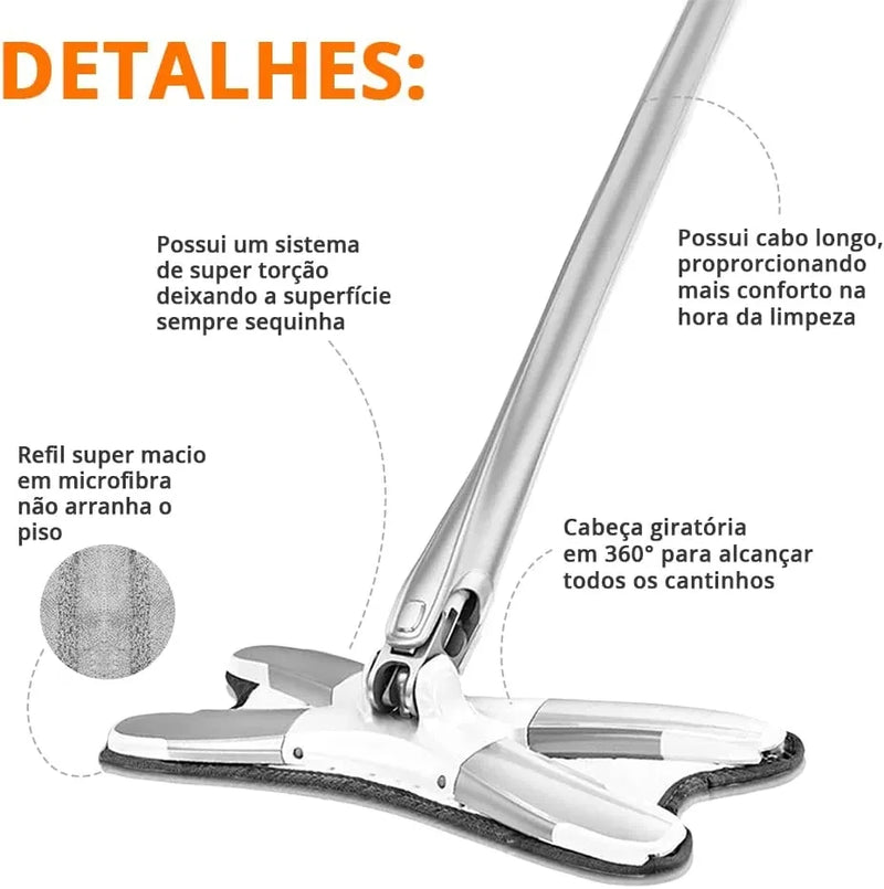 Esfregão Giratório 360° Lava e Seca com Microfibra Multiuso